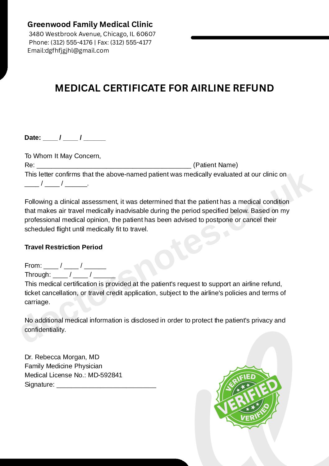 Doctor's Note for Airline Refund | Medical Claim Guide - Image 5