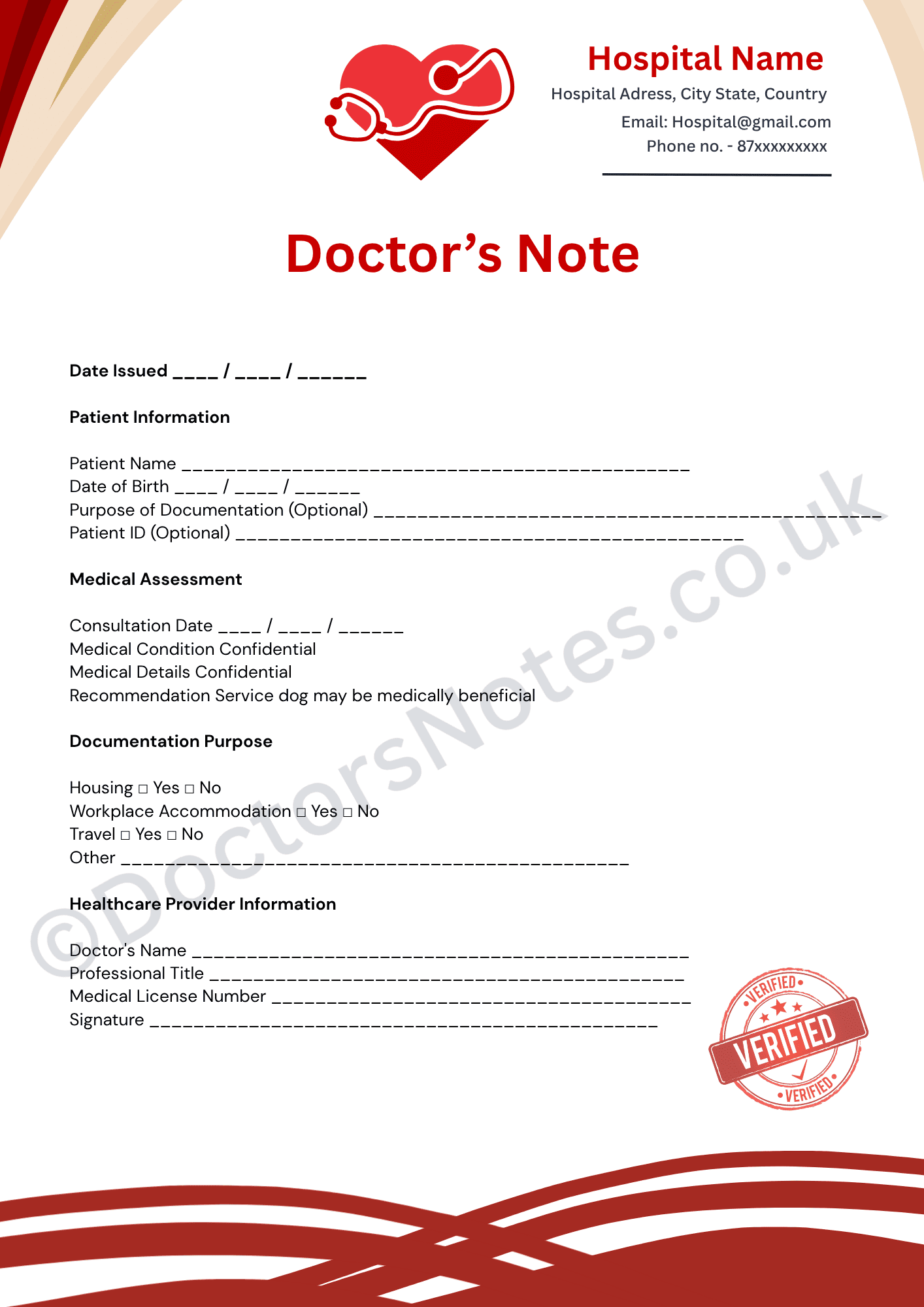 Doctor's Note for Service Dog