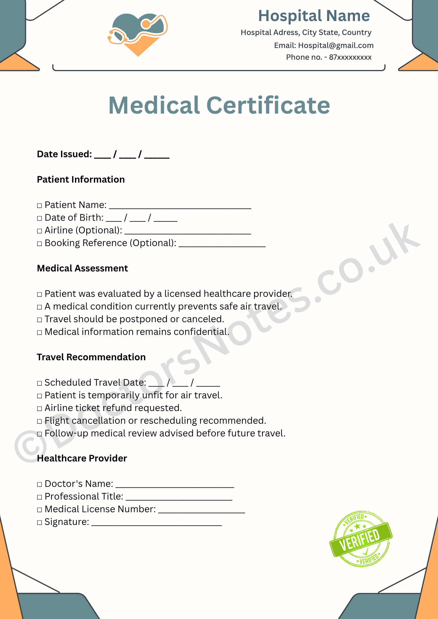 Doctor note for airline refund