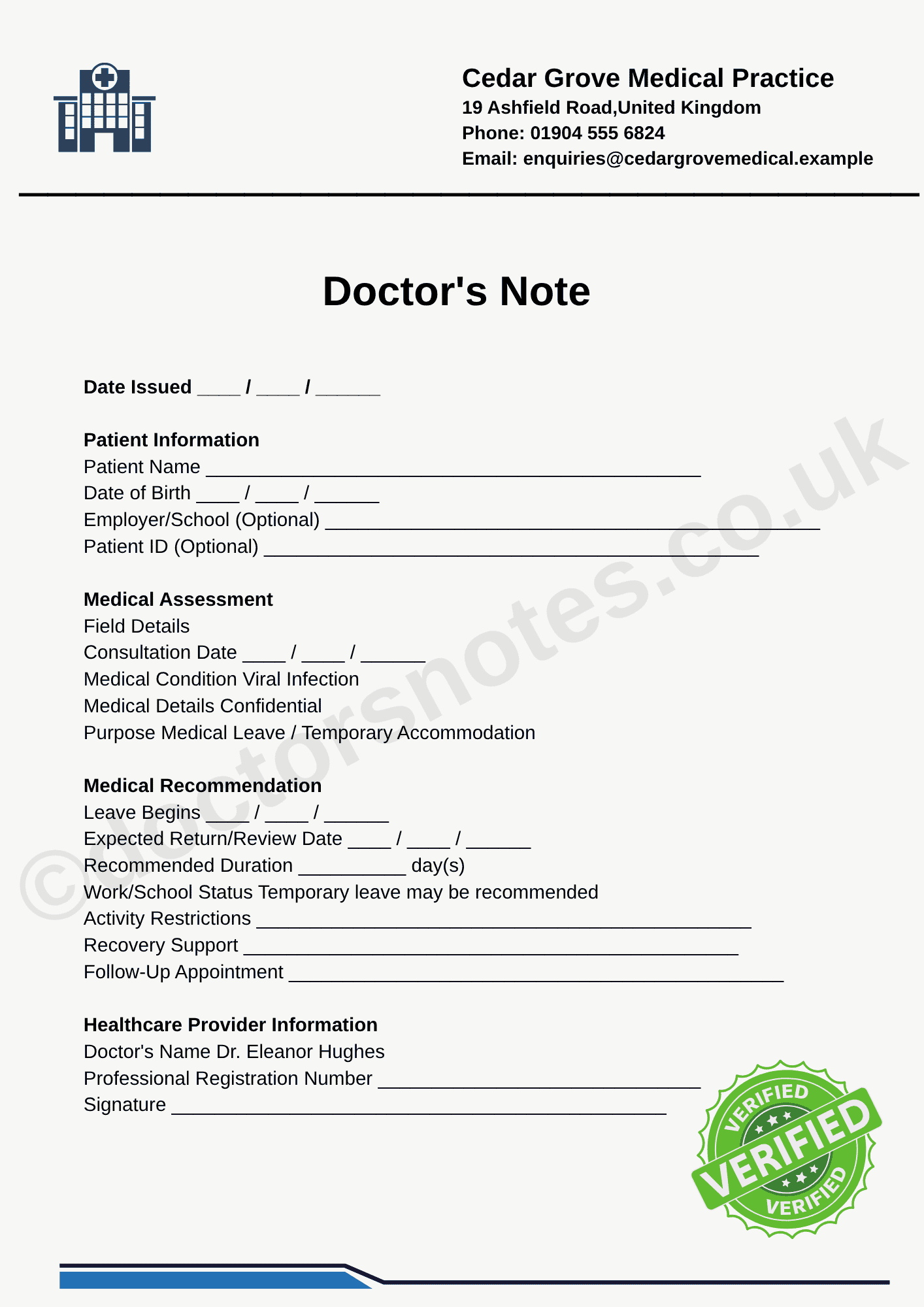 Doctor's Note for Viral Infection | Work & Sick Leave - Image 4