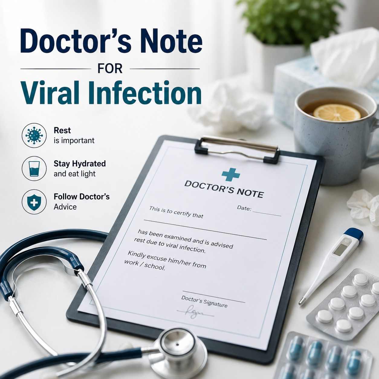 Doctors Note for Viral Infection.