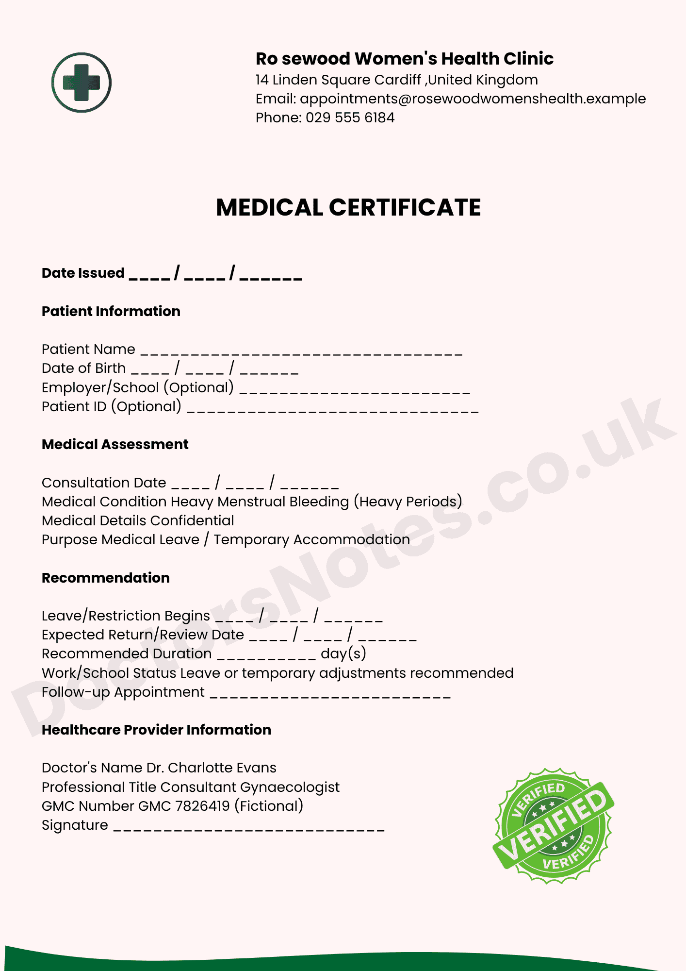Doctor's Note for Heavy Periods