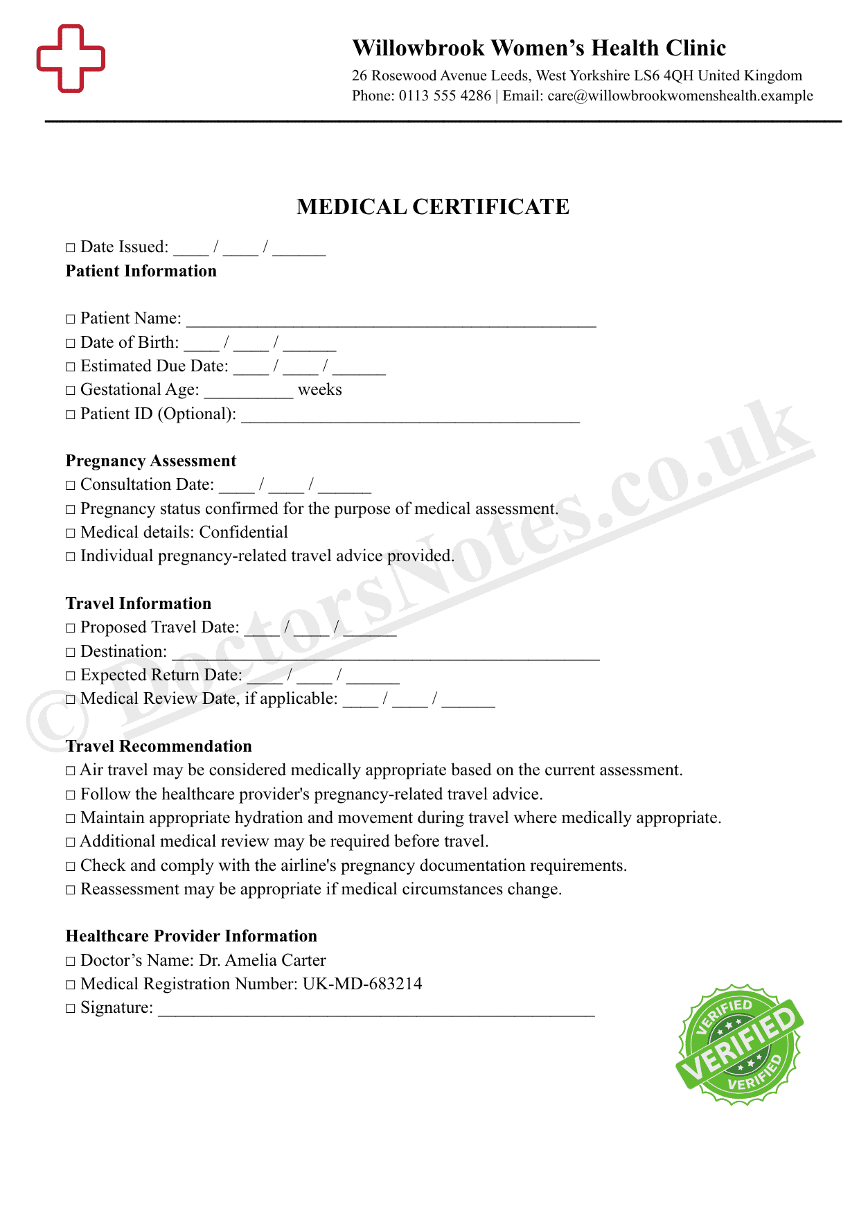 Doctor’s Note for Flying During Pregnancy