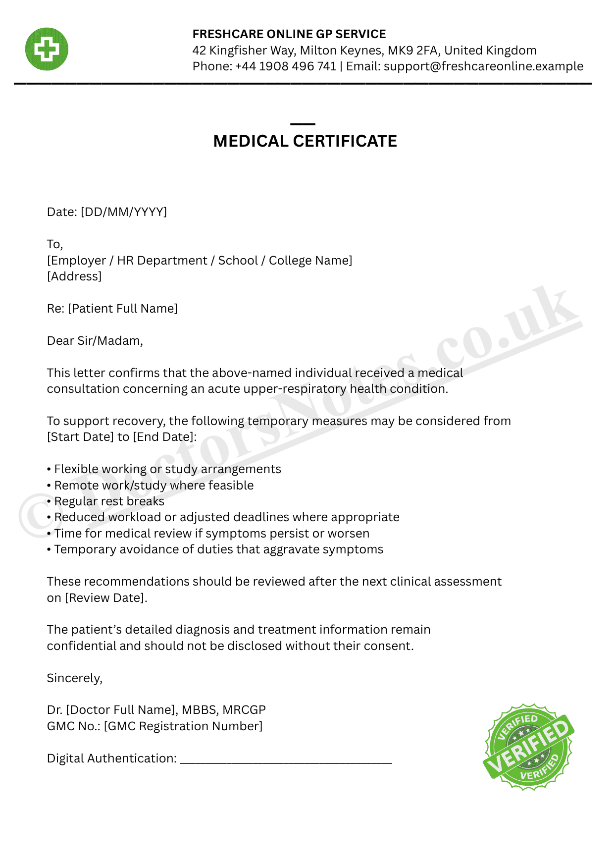 DOCTOR’S NOTE FOR RUNNY NOSE