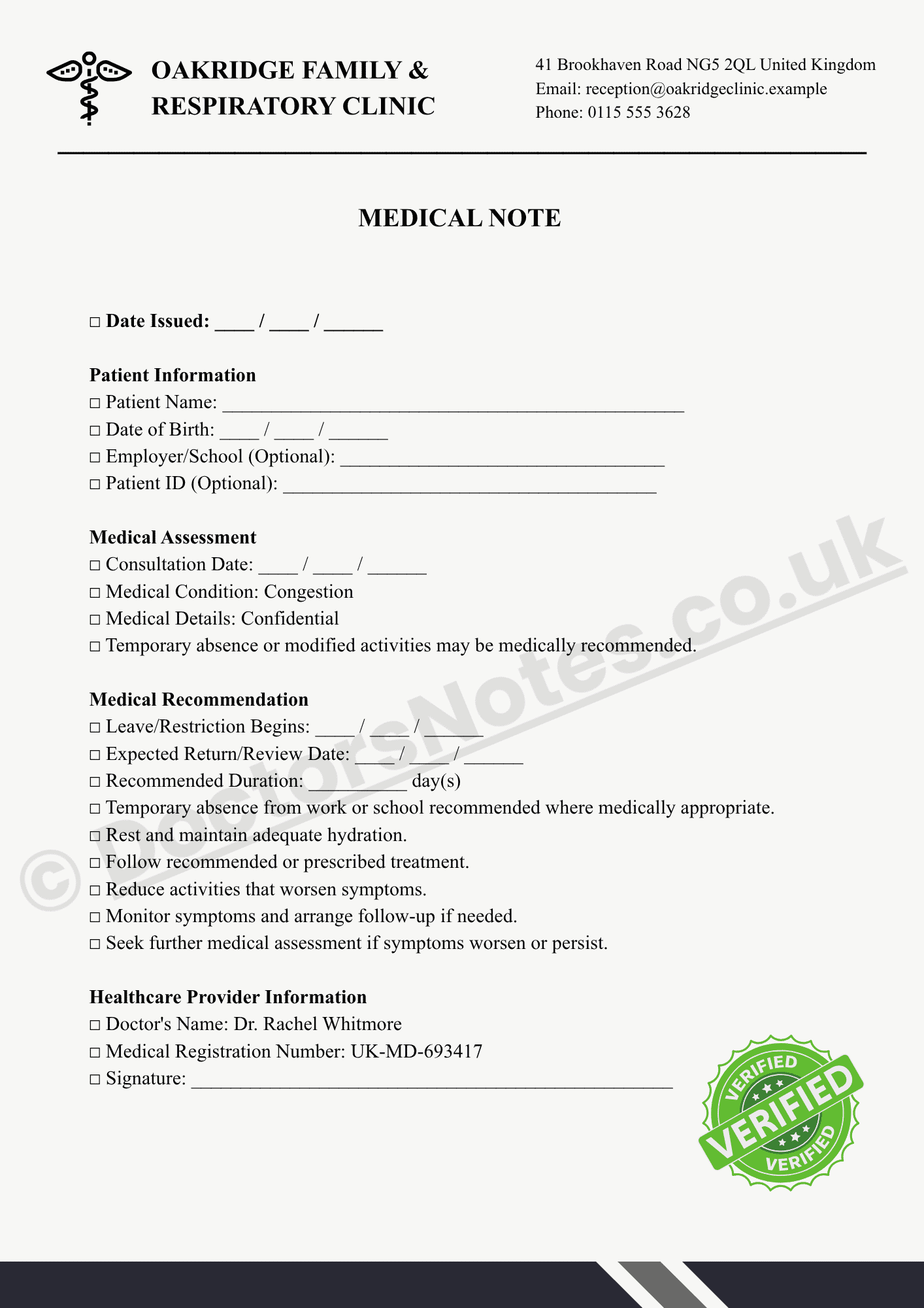 Doctor's Note for Congestion