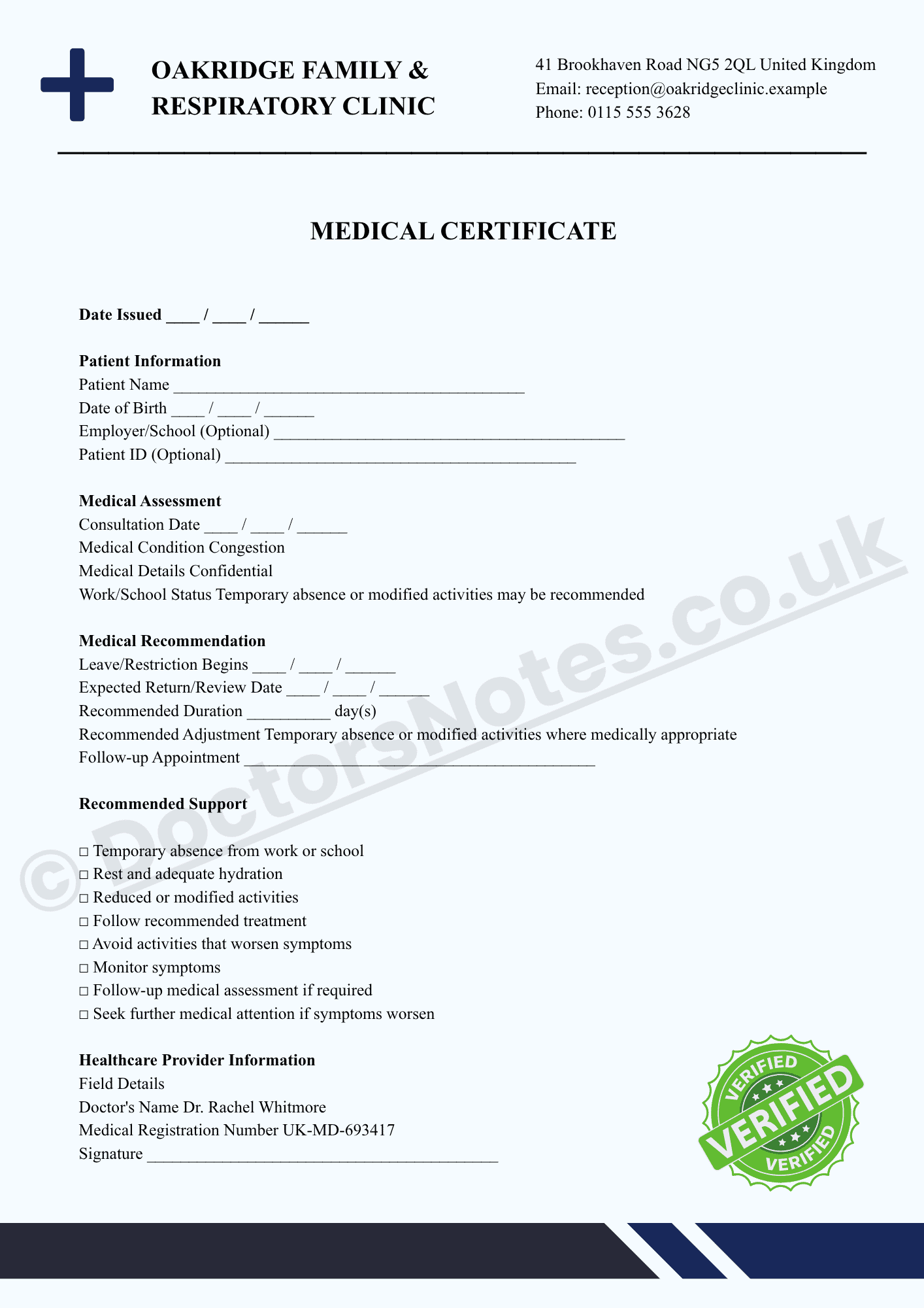 Doctor's Note for Congestion