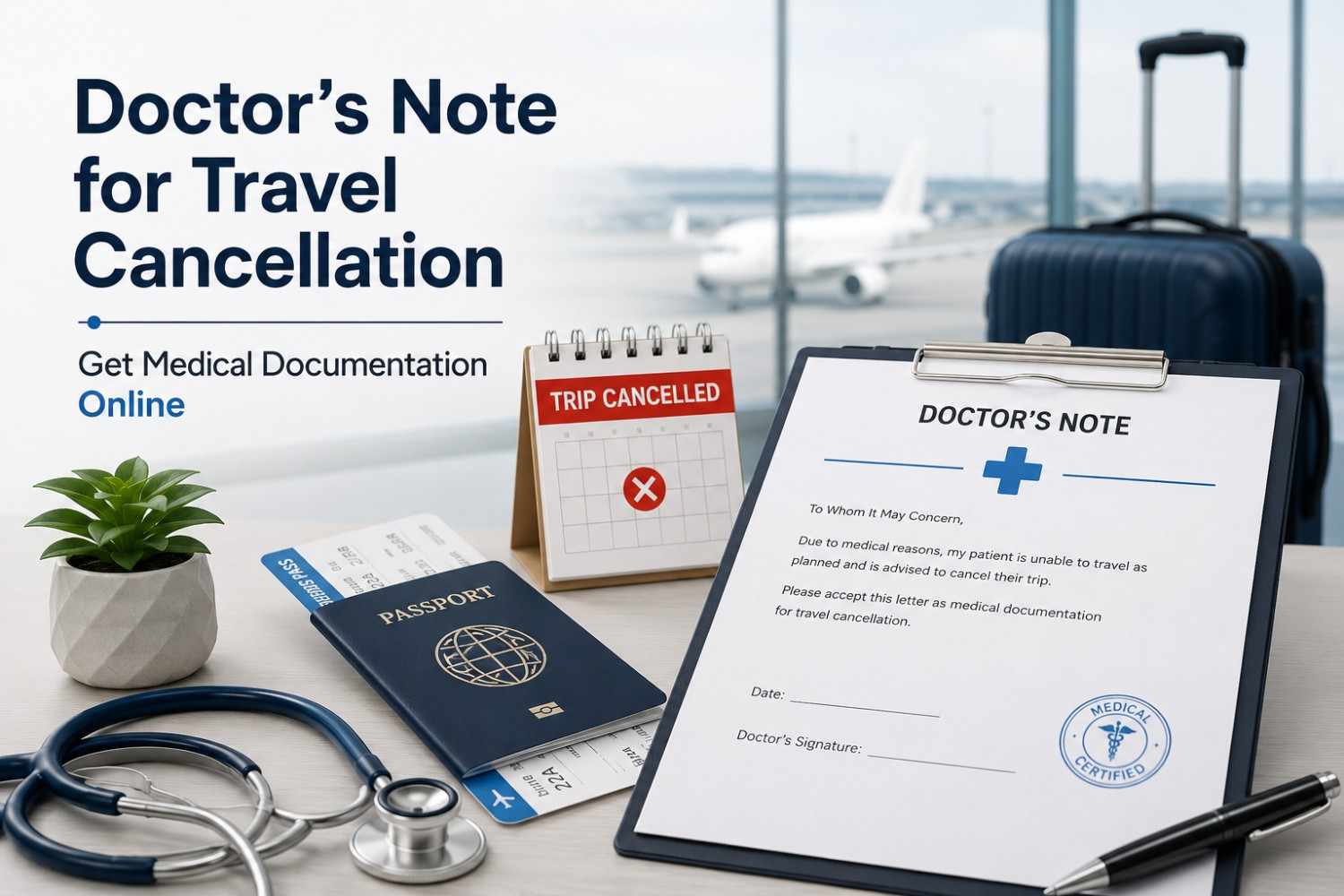 Doctor’s Note for Travel Cancellation – Get Medical Documentation Online