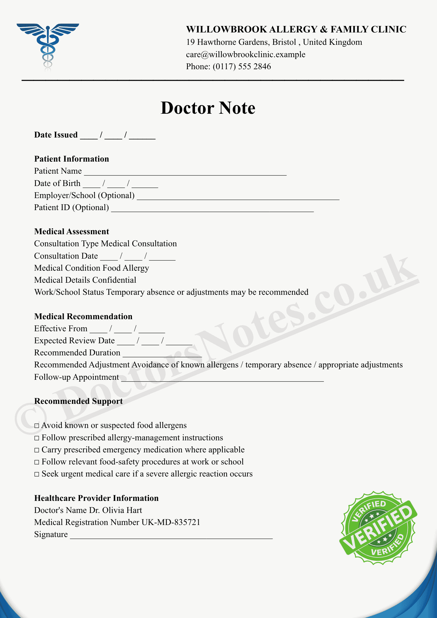 Fit Note for Irritable Bowel Syndrome