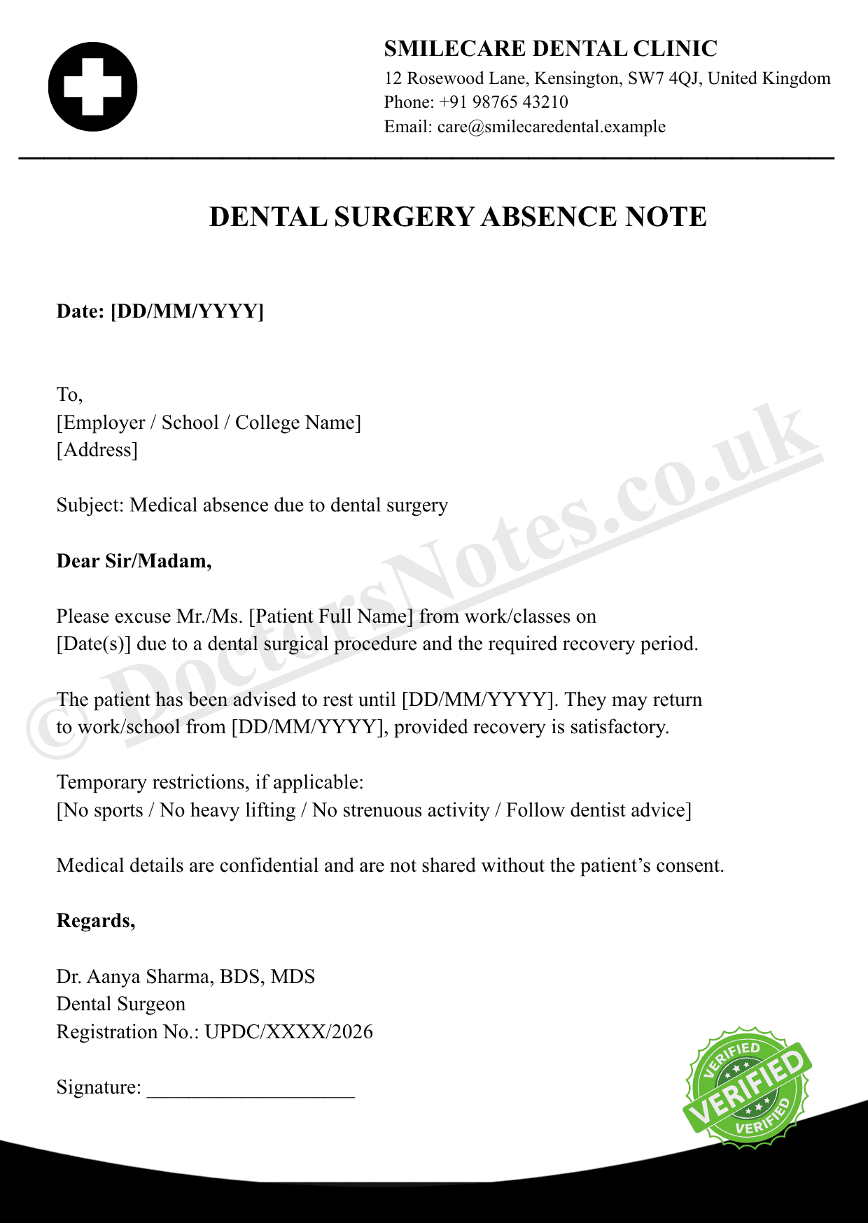 Doctor’s Note for Dental Surgery – Medical Documentation Online - Image 4