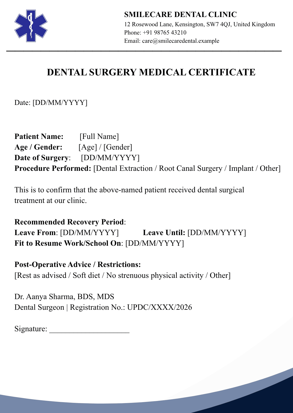 Doctor’s Note for Dental Surgery – Medical Documentation Online - Image 3