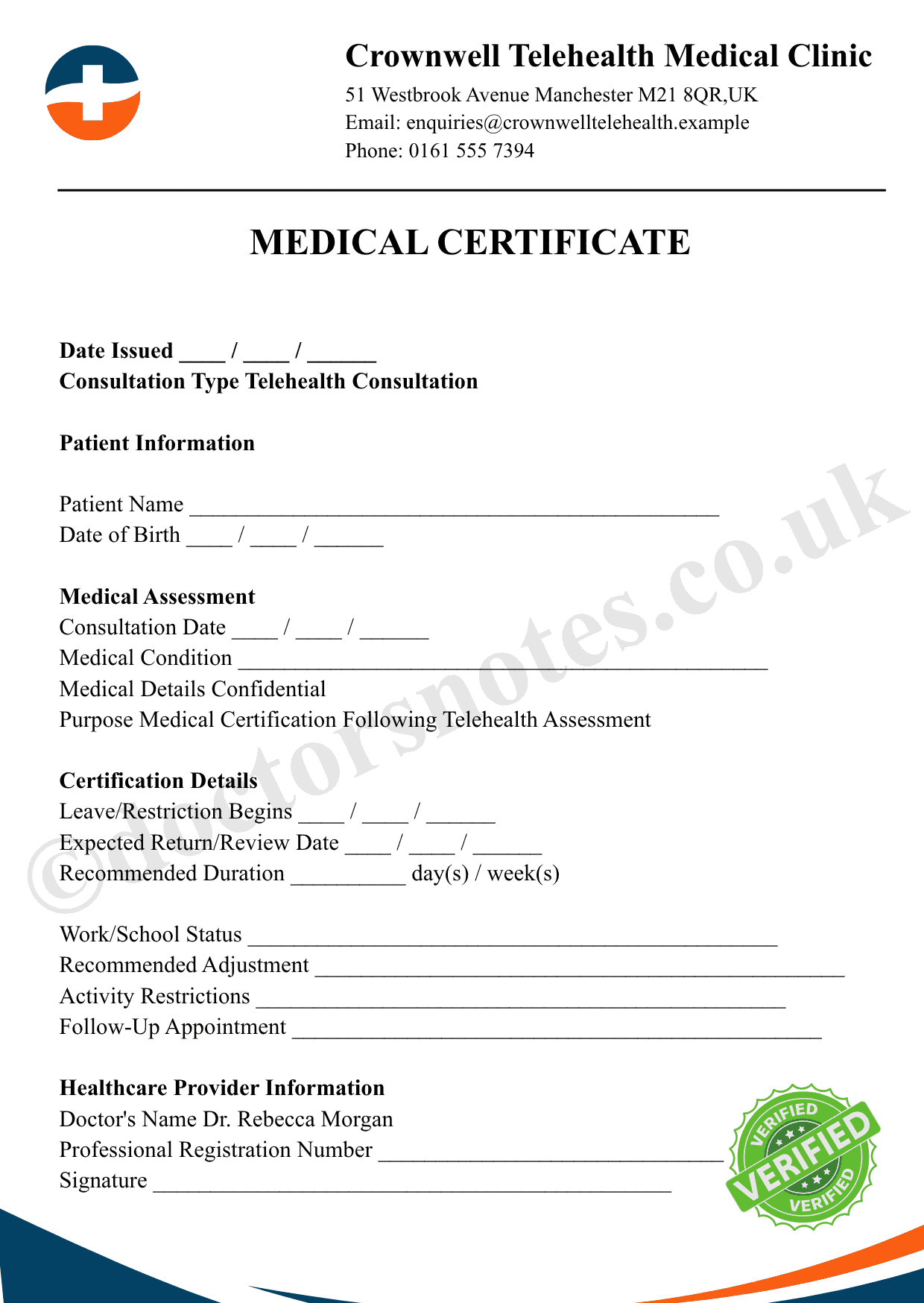 Telehealth Medical Certificate